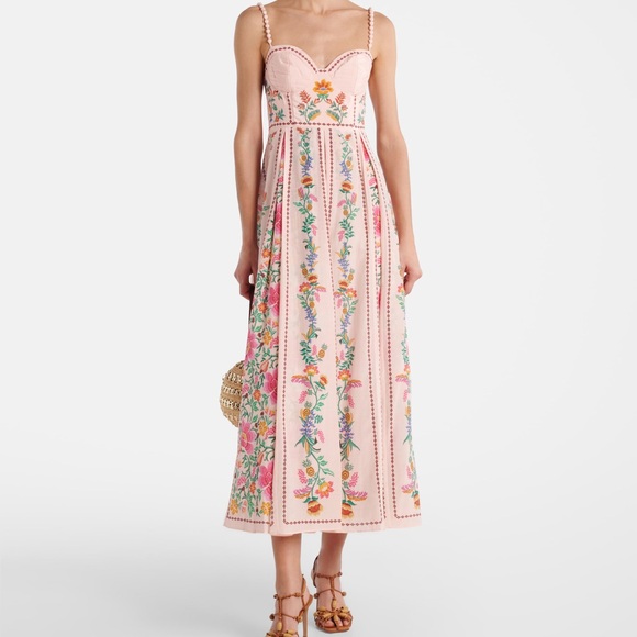 FARM Rio Dresses & Skirts - FARM Rio Pink Delicate Forest Maxi Dress Floral Tropical Botanical Resort Size S